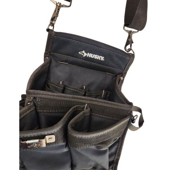 Husky Black Utility Tool Pouch With Adjustable Detachable Shoulder Strap - Picture 3 of 11